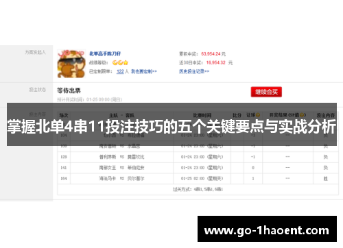 掌握北单4串11投注技巧的五个关键要点与实战分析